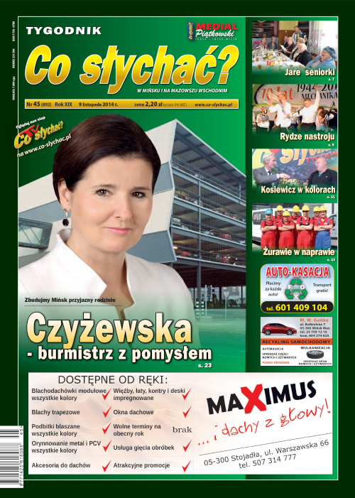 Okładka gazety Co słychać? - nr 45 (892) 2014